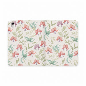 Floral Watercolor Tablet Folio Case — Pink Bleeding Heart Pattern