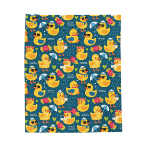 Rubber Duck Swim Velveteen Plush Blanket — Cozy Baby & Kids Throw