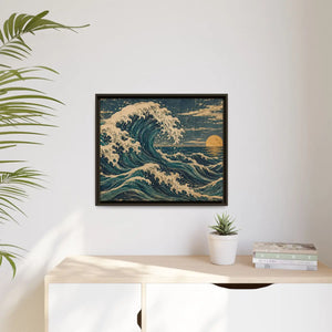 Framed canvas wall art vintage japanese great wave ocean print - printable