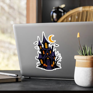 Haunted halloween castle kiss-cut vinyl decal - home decor decals