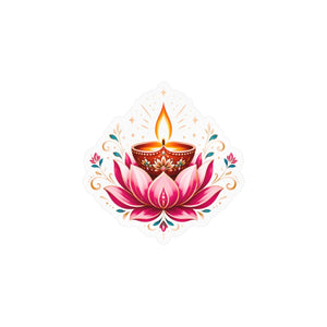 Lotus diya kiss-cut vinyl decal for diwali - home decor decals