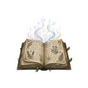 Magic Book Sticker — Vintage Grimoire Witch Spellbook Kiss-Cut Sticker