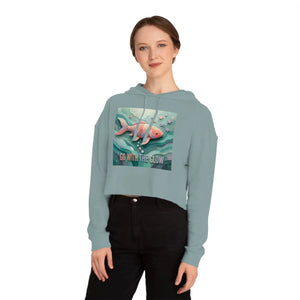 Go with the glow koi fish cropped hooded sweatshirt - sweatshirts
