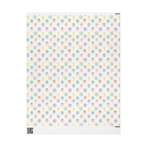 Floral teardrop wrapping paper roll, pastel flowers gift wrap