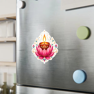 Lotus diya kiss-cut vinyl decal for diwali - home decor decals
