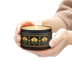 Lotus flower pattern tin candle - candles