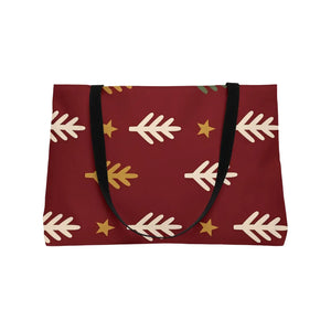 Holiday Arrow Weekender Tote Bag — Festive Red & Cream Travel Bag