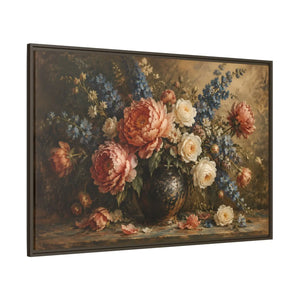 Vintage floral bouquet framed canvas wall art - printable