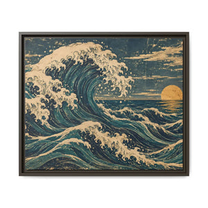Framed canvas wall art vintage japanese great wave ocean print - printable