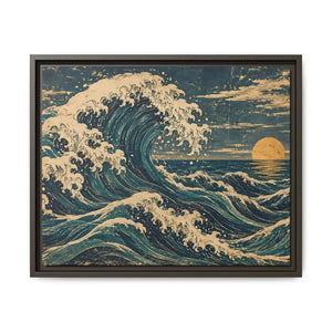 Framed canvas wall art vintage japanese great wave ocean print - printable