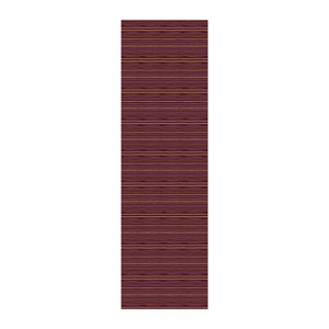 A tall, narrow rectangular panel featuring a horizontal striped pattern in deep burgundy, brown, and muted gold tones, centered on a plain white background.