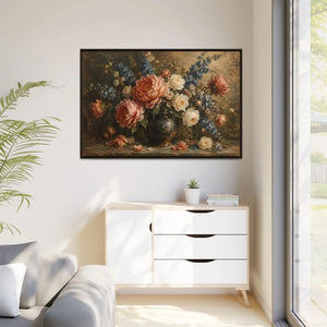 Vintage floral bouquet framed canvas wall art - printable