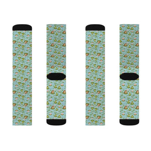 Frog Pond Pattern Socks — Cute Novelty Sublimation Crew Socks