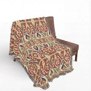 DipaliZ Geometric Southwestern Woven Throw with fringe at both ends