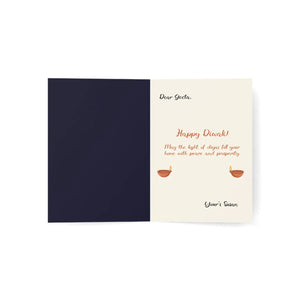 Personalized, Diwali Greeting Card – 'Happy Diwali' Rangoli & Diyas (Single or Bulk Pack)
