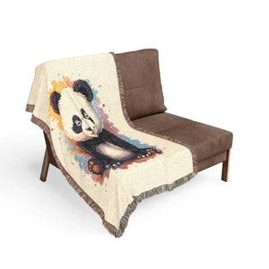 Panda Woven Blanket — Cute Cartoon Panda Throw for Kids & Nursery