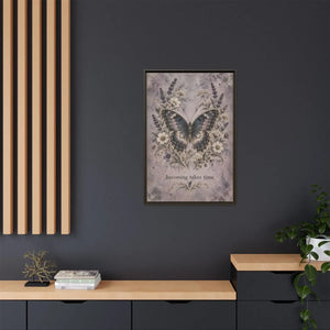 Framed canvas wall art – butterfly floral “becoming takes time” inspirational decor - printable