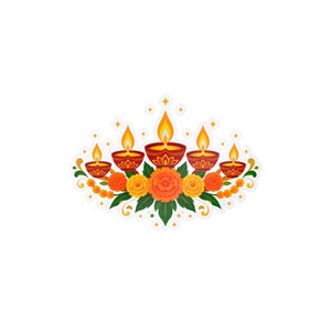 Diwali floral diyas kiss-cut vinyl decal - home decor decals