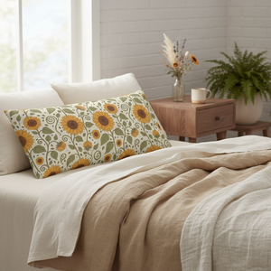 Sunflower Satin Pillowcase — Floral Body Pillowcase for Bedroom Decor & Hair Care