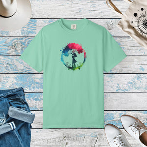 A girl hugging a tree World Environment Day Unisex Garment-Dyed T-shirt