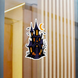 Haunted halloween castle kiss-cut vinyl decal - home decor decals