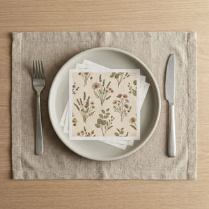 Floral Meadow Cocktail Napkins — Vintage Wildflower Botanical Party Napkins