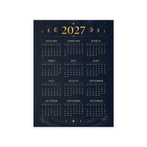 DipaliZ celestial calendar decal showing the lunar cycle above the month grid