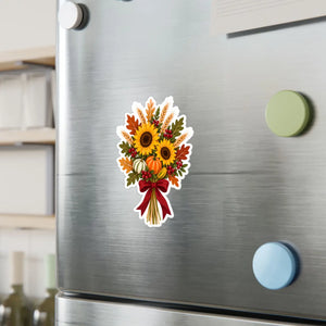 Autumn sunflower bouquet kiss-cut vinyl decal - home decor decals