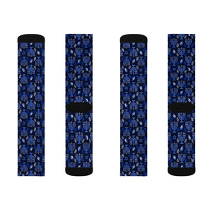 Blue Hanukkah Menorah Socks