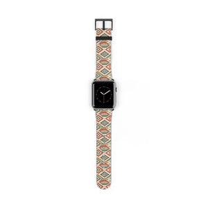 DipaliZ Aztec pattern Apple Watch strap with stepped chevrons and small diamond motifs