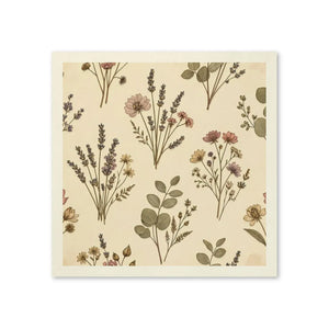 Floral Meadow Cocktail Napkins — Vintage Wildflower Botanical Party Napkins