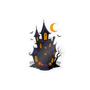 Haunted halloween castle kiss-cut vinyl decal - home decor decals