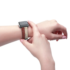 Vintage Holiday Pattern Watch Band — Red & Cream Nordic Stripe Apple Watch Band