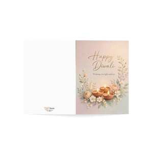Happy diwali greeting card with floral diyas – festival of lights wishes - cards