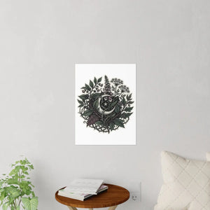 Botanical Moon Wall Decal — Crescent Moon & Stars Floral Sticker