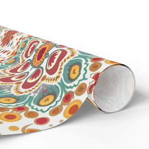 Wrapping Paper Roll — Boho Floral Medallion Gift Wrap (Retro Teal, Mustard & Coral)