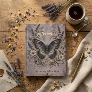 “becoming takes time” butterfly hardcover journal - journals