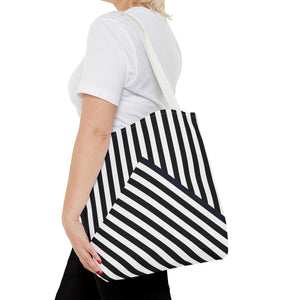 Black striped, AOP Tote Bag