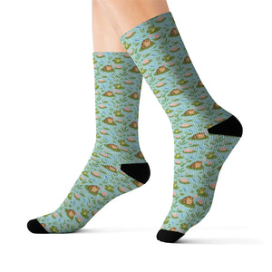 Frog Pond Pattern Socks — Cute Novelty Sublimation Crew Socks