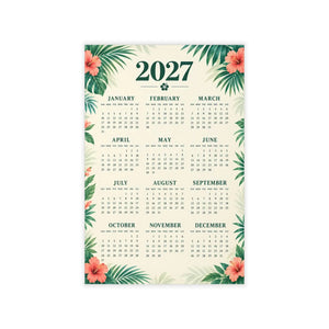 Coral hibiscus detail from the DipaliZ tropical 2027 calendar wall decal