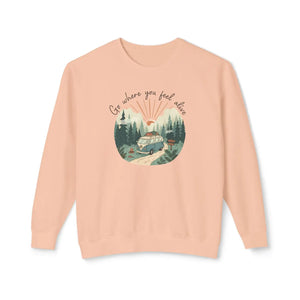 “good things are ahead” scenic cabin sweatshirt - sweatshirts
