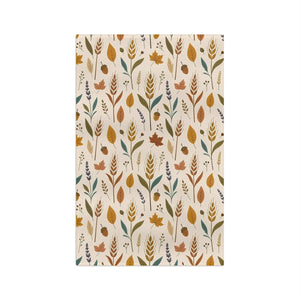 DipaliZ leaf pattern kitchen towel on a cream ground, 16 by 25 inches