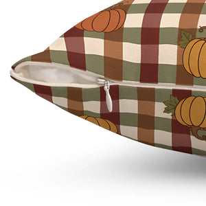 Autumn Pumpkin Plaid Pillow