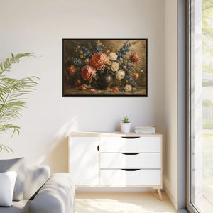 Vintage floral bouquet framed canvas wall art - printable