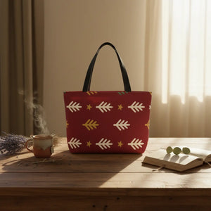 Holiday Arrow Weekender Tote Bag — Festive Red & Cream Travel Bag
