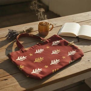 Holiday Arrow Weekender Tote Bag — Festive Red & Cream Travel Bag