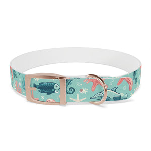 Sea Life Dog Collar — Aqua Fish & Coral Pattern for Pets