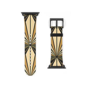 Art deco sunburst watch band, geometric vintage apple strap - bands