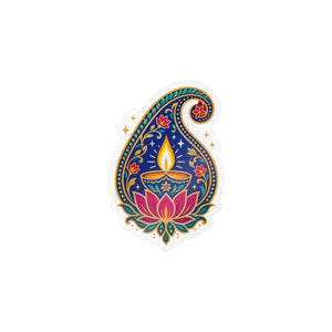 Paisley diya lotus kiss-cut vinyl decal - home decor decals