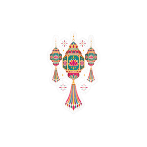Colorful diwali lantern kiss-cut vinyl decal - home decor decals